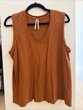 Anthropologie Raw-Edge Tank Top - Rust Orange